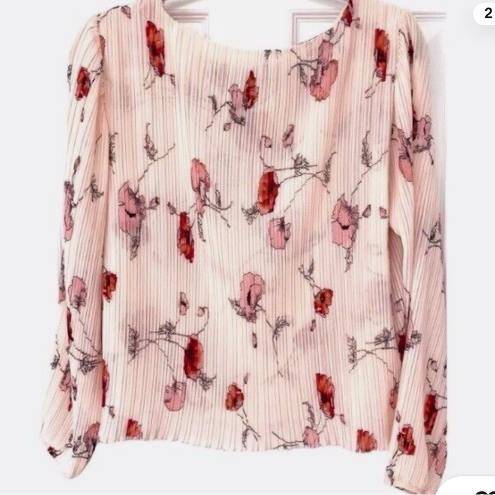 Forte Pink Pleated Long Sleeve Blouse